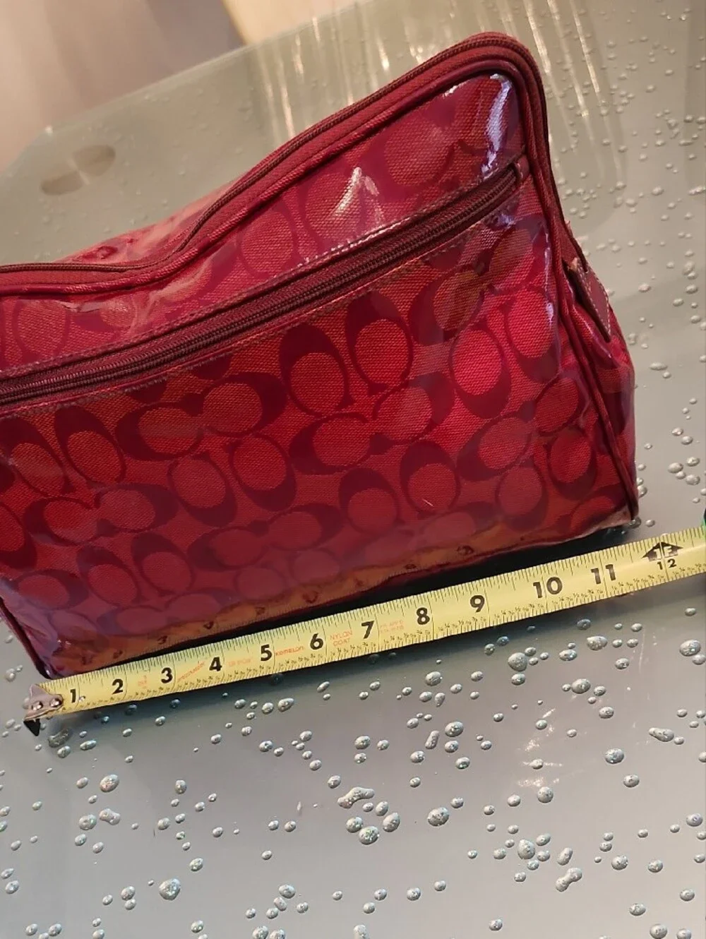 Coach Red Signature Glossy Cosmetic Pouch